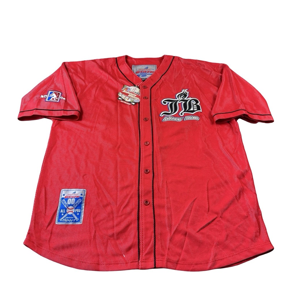 Johnny Blaze Red Mesh Y2K Hip Hop 90s Mens Baseball Jersey Size XL NWT NOS
